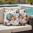 thumbnail image 4 of Green Orange Pumpkins Fall Outdoor Waterproof Pillow Covers, Botanical Thanksgiving Decorative Square Throw Pillowcase Sofa Cushion Sham for Patio/Couch/Chair, 18"x18" 2 Pack, 4 of 8