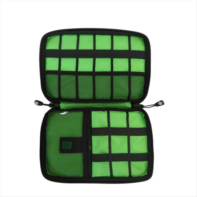 Bolsa de Almacenamiento Negra y Verde, Organizador de Accesorios Electrónicos, Cable de Datos USB Portátil, Cargador, Enchufe, Organizador Impermeable de Viaje