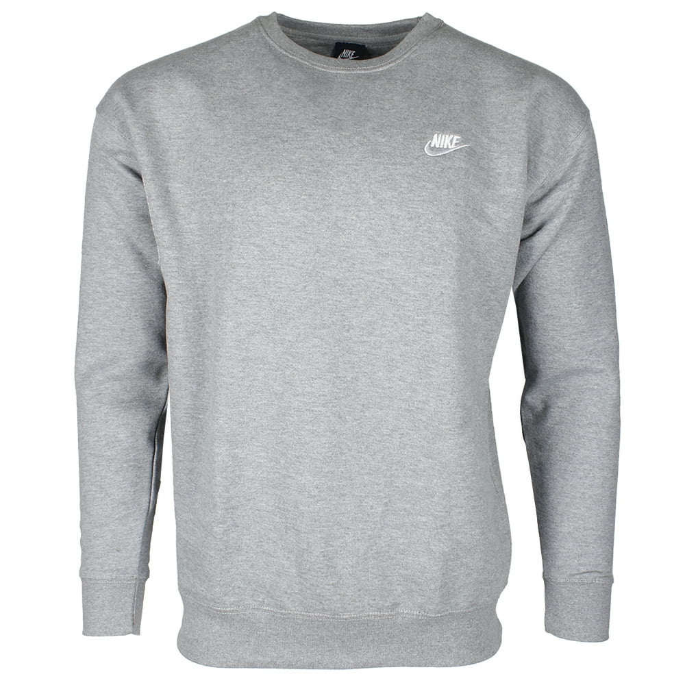 Nike - Nike Club Fleece Crew Neck Men's T-Shirt Grey Heather/White ...