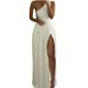 thumbnail image 4 of Vestido de mujer de moda casual de verano sin mangas de color sólido con un solo hombro Pompotops ghjkhdj18340, 4 of 5