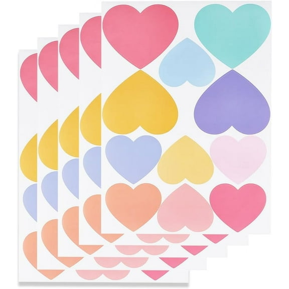 110pcs Heart Wall Stickers Confetti Wall Stickers Colorful Valentins Day PVC Wall Decals Waterproof Boho Removable Decoration Accessories DIY Bedroom Living Room Office Dorm Art Decor