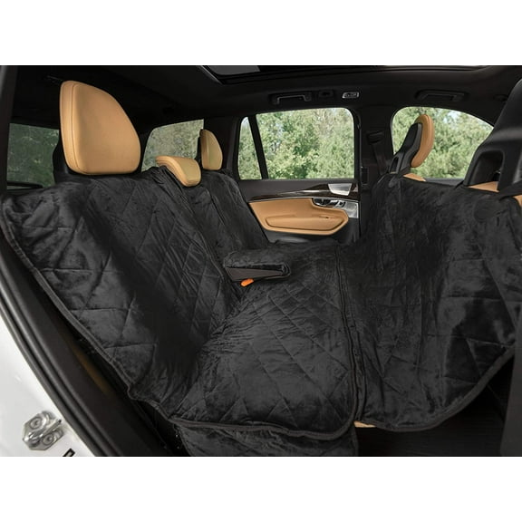 Plush Paws Products Velvet Convertible Rear Seat Cover | Durable Diamond Stitching | Washable & Waterproof Back Seat Cover | Car, Truck & SUV | Nonslip, Tear Resistant Protection | Regular Charcoal