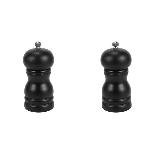 2X Juego de Molinillo de Sal y Pimienta de Madera Molinillo de Sal Manual de Pimienta, Madera Maciza con Grosor Ajustable Negro