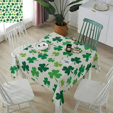 

St Patrick Tablecloth Square/Round Green Lucky Shamrocks Retro Table Cloth Indoor Outdoor Table Cover for Birthday/Party Waterproof Tablecloths for Kitchen/Picnic/Dining Home Decoration 54x54in