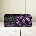 thumbnail image 4 of Manfei Victorian Damask Flannel Blanket 40x50, Vintage Baroque Floral Sherpa Throw, Black Purple Plush Throw Blanket, Breathable Bedroom Decor, 4 of 7