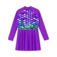 thumbnail image 3 of Jhaoyu Girls Swimming Dress Rash Guard UPF 50+ One Piece Swimsuit Beach Pool Swimwear Bathing Suit Purple 8, 3 of 5