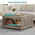 DWVO Square Wood Farmhouse Coffee Table with Barn Door and Storage for