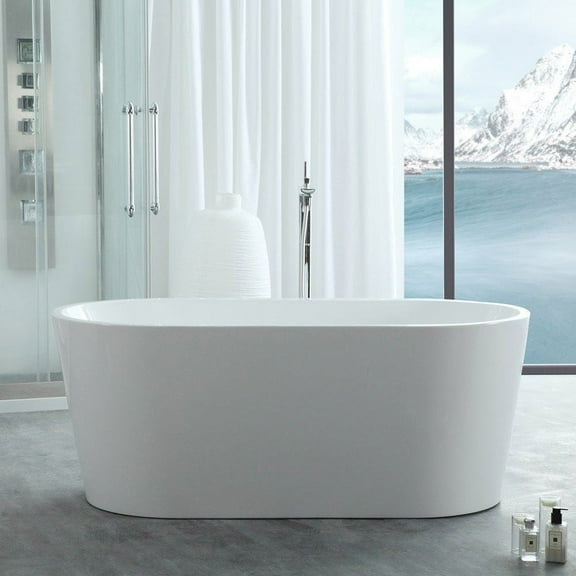 Chloe 63 Inch Acrylic Double Ended Freestanding Tub - No Faucet Drillings