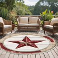 thumbnail image 4 of Round Rugs 6Ft, Texas Star Red Round Area Rug Washable Indoor Throw Carpet, Farmhouse Country Western Brown Vintage Soft Non Slip Circle Rug for Office Cabinet Home Decor Aesthetic, 4 of 8