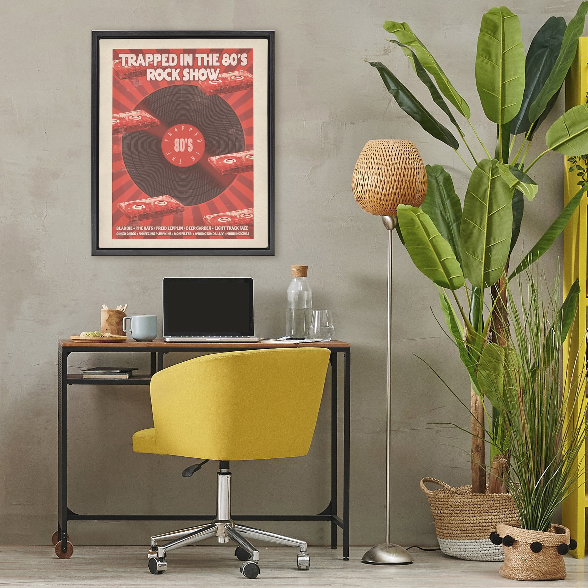 Stupell Industries Trapped in 80s Rock Show Black Framed Floater Canvas Wall Art, design by Old Red Truck