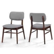 GDF Studio Gemma Mid Century Modern Fabric Upholstered Dining Chairs, Set of 2, Light Gray and Walnut