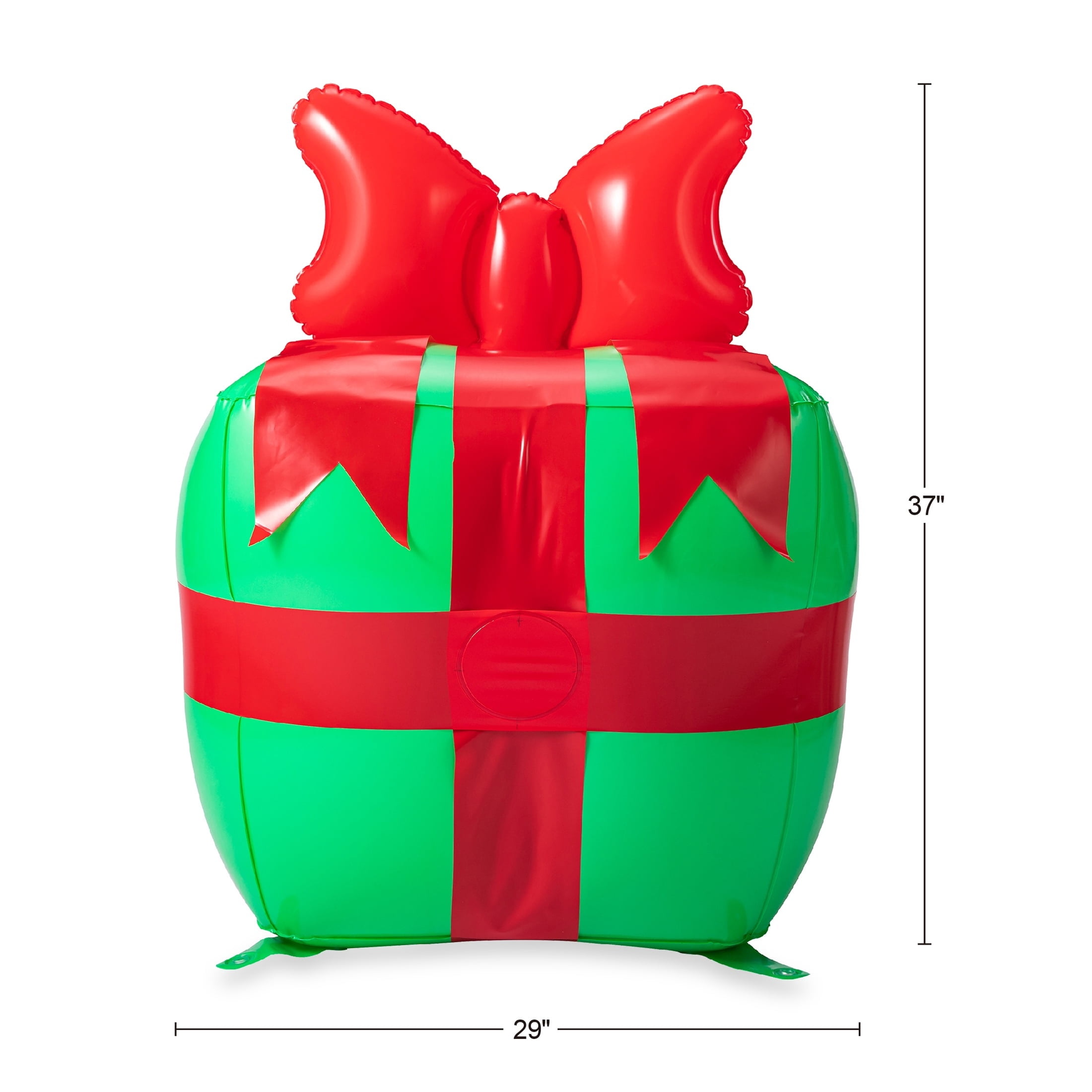 Red and Green Blow-Up Gift Box with Bow Christmas Yard Inflatable, 3', by Holiday Time