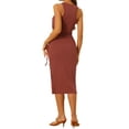 thumbnail image 3 of INSPIRE CHIC Women's Cut Out Dress Ribbed Knit Round Neck Side Slit Tank Sleeveless Maxi Dresses XL Brick Red, 3 of 6