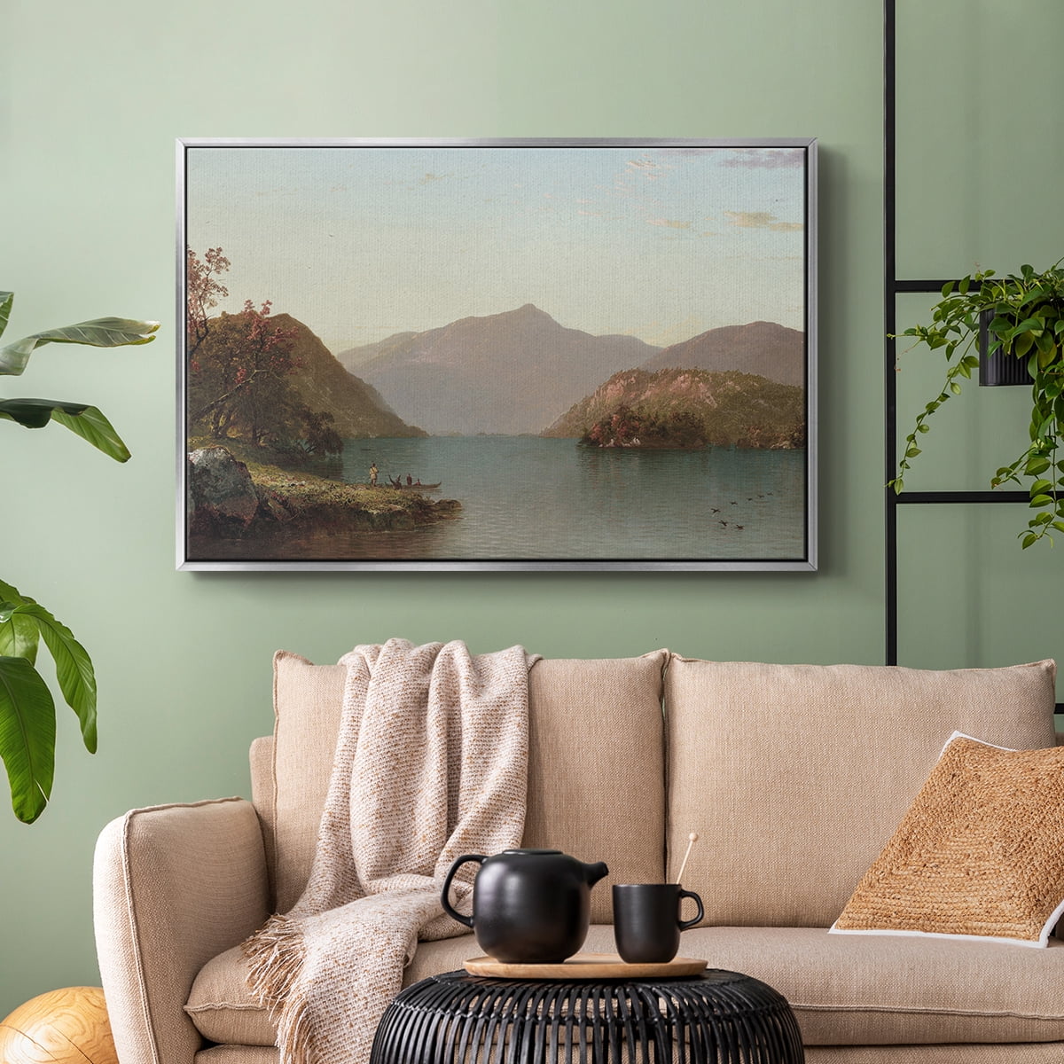 Vintage Landscape-MIX By Wexford Home Framed in Silver Wood Gallery Wrapped Canvas 25 in. x 37 in.