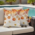thumbnail image 4 of Pumpkins Fall Outdoor Waterproof Pillow Covers, Thanksgiving Orange Maple Leaf Decorative Square Throw Pillowcase Sofa Cushion Sham for Patio/Couch/Chair, 26"x26" 2 Pack, 4 of 8