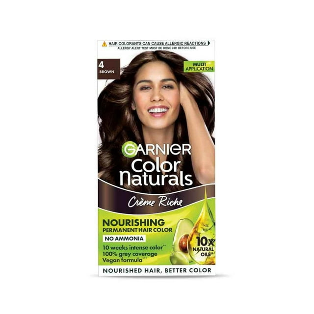 Garnier Color Naturals Coloration Crème pour Cheveux, Teinte 4 Brun, 70 ml + 60 g