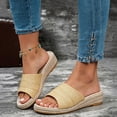 thumbnail image 3 of Sandals for Women 2026 Comfortable Wedge Platform Braided Espadrilles Ankle Strap Open Toe Heels Beach Slip on Summer Shoes C-Yellow Size 9, 3 of 5