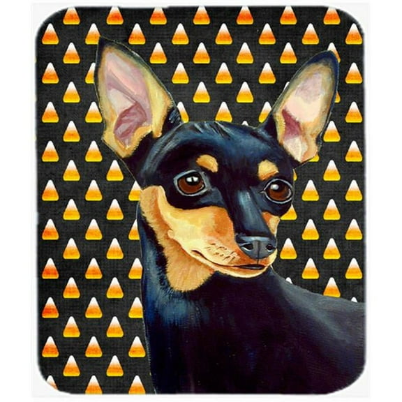 Min Pin Candy Corn Halloween Portrait Mouse Pad, Hot Pad or Trivet