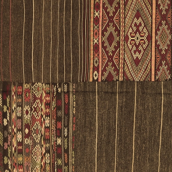 Ahgly Company Indoor Square Patchwork Brown Transitional Area Rugs, 8' Square