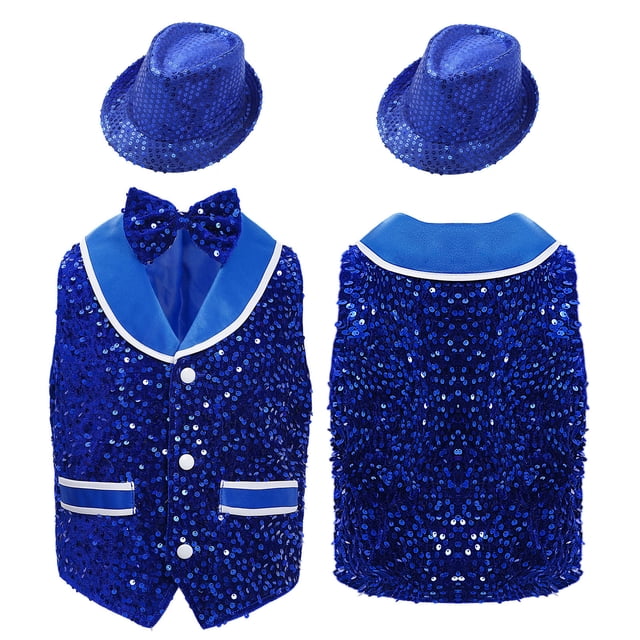 Moggemol Gilet de Danse Moderne Hip Hop Jazz pour Filles et Garçons, Bleu 8