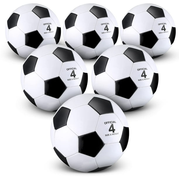 Pelotas de fútbol Deekin, tamaño 4, color negro, con bomba, 6 unidades