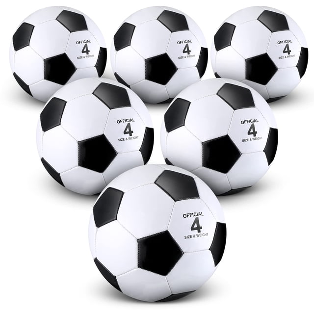 Pelotas de fútbol Deekin, tamaño 4, color negro, con bomba, 6 unidades