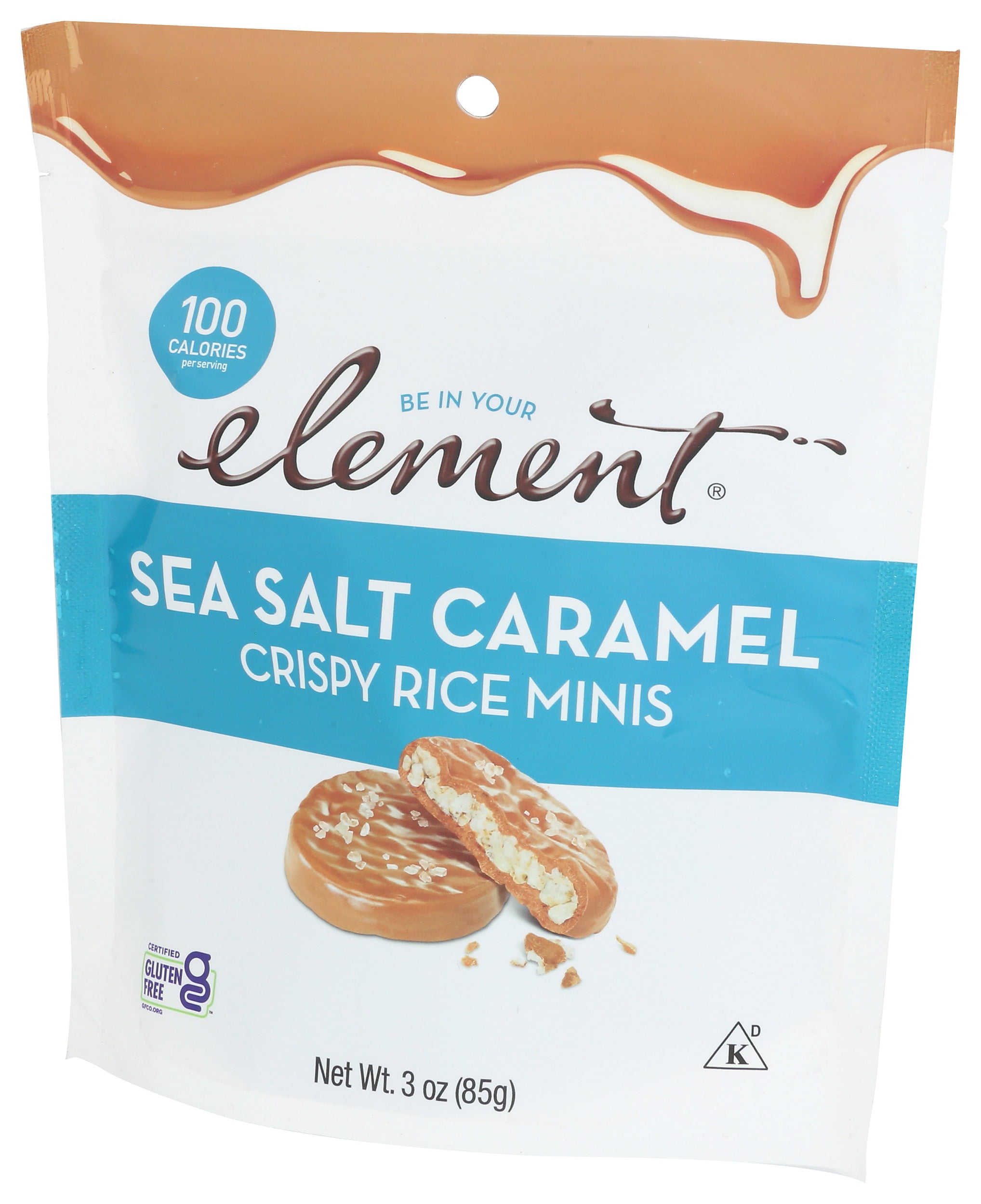 Pack of 8, Element Snacks Sea Salt Caramel Crispy Rice Minis, 3 oz
