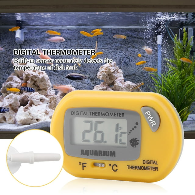 Fish Tank Thermometer, Digital Aquarium Thermometer Aquarium Temperature Gauge LED Display Reptile Terrarium Temperature Meter with Sucker for Fish, Axolotl, or Aquatic