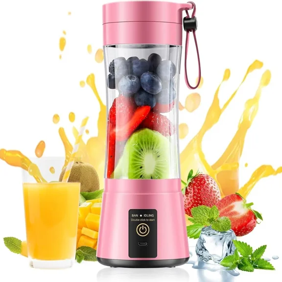 Portable Personal Size Blender - Mini Blender Make Smoothies and Shakes, 380Ml BPA Free Travel Cup, Powerful Blending Suit in Office/Home/Gym