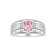 thumbnail image 1 of RYLOS Men's Rings Sterling Silver Classic 7X5MM Oval Gemstone & Diamond Ring Pink Ice October Birthstone Rings For Men, Silver Rings, Size 9, 1 of 7