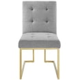 thumbnail image 5 of Contemporary Modern Urban Designer Dining Kitchen Room Side Chair, Fabric Metal Steel, Gold Light Grey Gray, 5 of 8