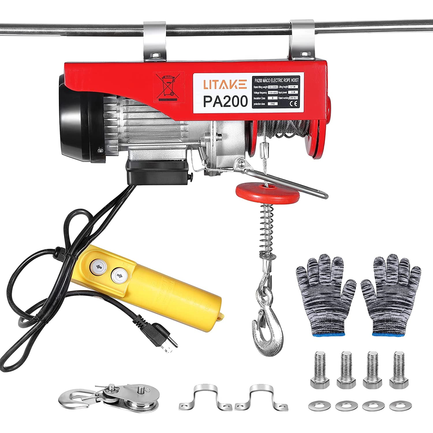 Litake Electric Hoist, 440LBS Lift Electric Winch with Remote Control
