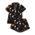 thumbnail image 4 of Summer Sales Womens Pajama Sets Satin Fall Pumpkin Print Short Sleeve Button Loungewear Halloween Pajama Sets for Women 2 Piece, 4 of 4