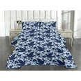 thumbnail image 2 of Ambesonne Birds Print Quilted Coverlet 3 Pcs, Bohemian Silhouettes, King Size, Indigo and Pale Blue, 2 of 4