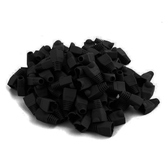 100 pcs Cat5e/Cat6/RJ45 Ethernet Cable Connector Strain Relief Boots Black
