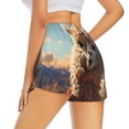 thumbnail image 2 of Uemuo Fluffy Alpaca Mountain Meadow Pattern Women's Athletic Shorts High Waisted Running Shorts with Liner Pockets Gym Elastic Workout Shorts-Medium, 2 of 9