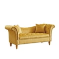 thumbnail image 5 of 2 Seater Velvet Loveseat with 2 Pillows in Beige, Small Sofa Couch, Couches with Storage Space for Living Room, Upholstered Button Tufted Nailhead Trimming Rolled Arm and Metal Legs, 5 of 8