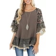 thumbnail image 1 of Crainlook Summer Beach Swing Blouse Tops For Women Ruffled Batwing Short Sleeve T-Shirt High Low Hem Shirt Top Beachwearrt Loungewear, 1 of 2