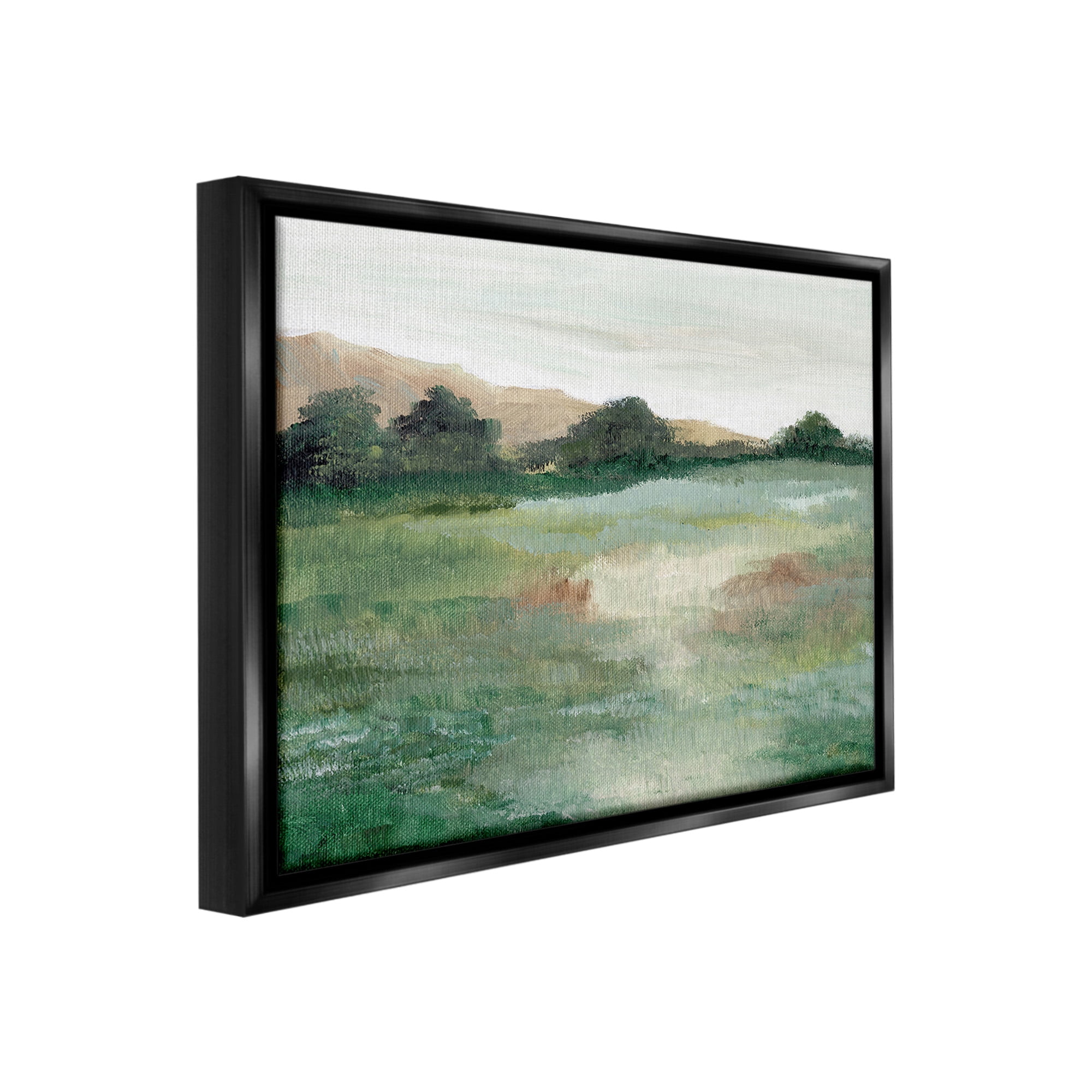 Stupell Industries Brushed Mountain Valley Landscape Painting Black Floater Framed Canvas Art Print Wall Art, 21 x 17