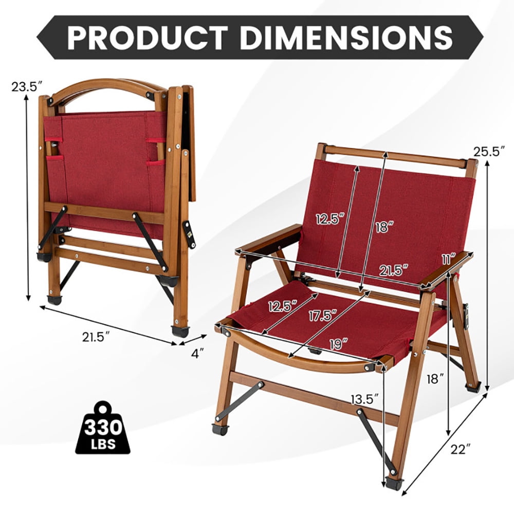 Aimee Lii Patio Folding Camping Beach Chair with Solid Bamboo Frame, Portable Chairs for Adults, Comfy Outdoor Chair, Red Aimee Lii Patio Folding Camping Beach Chair with Solid Bamboo Frame, Portable Chairs for Adults, Comfy Outdoor Chair, Red