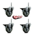 thumbnail image 2 of 3.5 Inch Gray Poly Wheel Swivel 3/4 Inch Threaded Stem Caster Set with Brake, 2 of 2