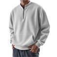 thumbnail image 2 of Big and Tall Sweatshirt Men Quarter Zip Pullover Athletic 1/4 Zip Pullover Long Sleeve Oversized Polo Sweaters White 2XL, 2 of 4