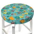 thumbnail image 3 of Qekee Trucks And Excavators Print Velvet Round Bar Stool Seat Cover, Soft Foam Cushioned Protector with Non-Slip Backing for Kitchen, Office & Restaurant Chairs-12 inch, 3 of 7
