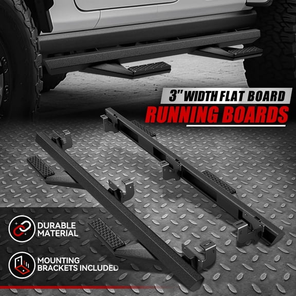 Nuvision for 18-24 Jeep Wrangler JL 4Dr Pair Steel Side Arm Step Nerf Bar Running Boards
