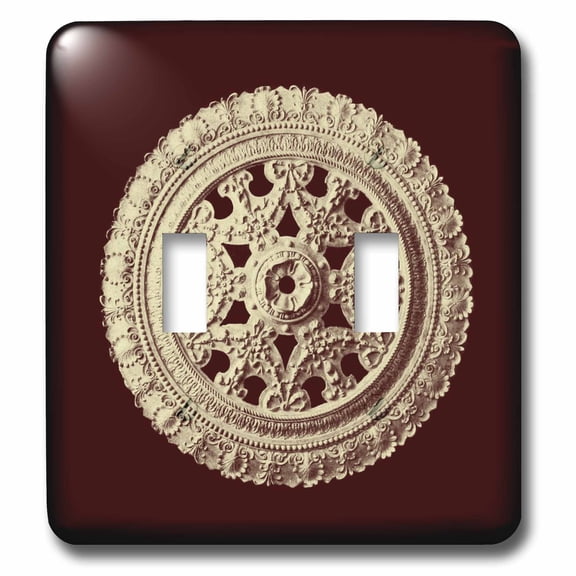 3dRose, Gold sands ornate vintage architectural element on dark chocolate background, double toggle switch