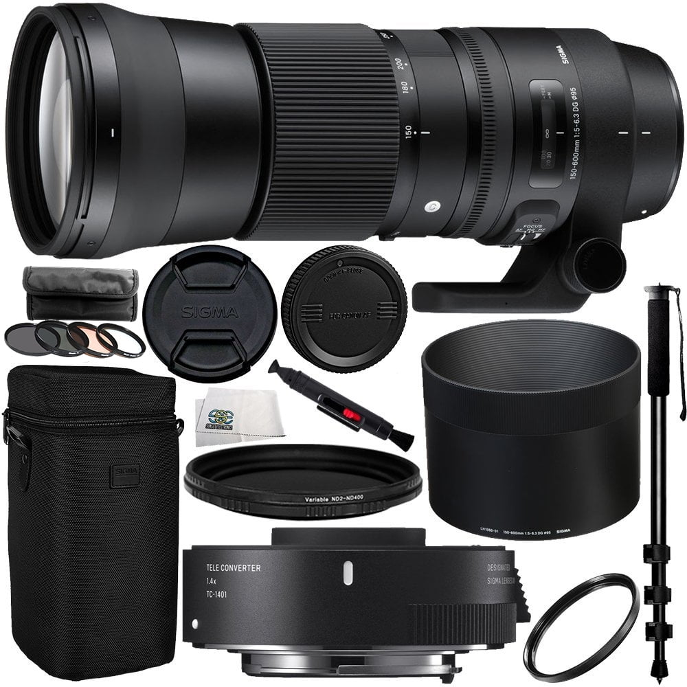 Sigma 150600mm f/56.3 DG OS HSM Contemporary Lens for Nikon F 11PC Accessory Kit Includes