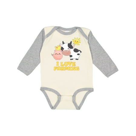 

Inktastic I Love Farming- farm animals Gift Baby Boy or Baby Girl Long Sleeve Bodysuit