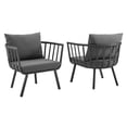 thumbnail image 2 of Modway Riverside Outdoor Patio Aluminum Armchair Set of 2 in Gray Charcoal, 2 of 8