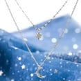 thumbnail image 2 of GAVONO Fashion Silvery Double-Layer Moon & Star Shiny Pendant Necklace Women Gift, 2 of 5