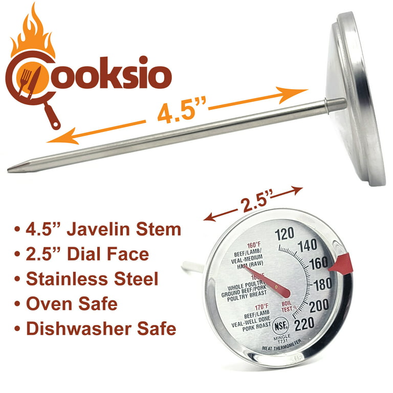 Cooksio 2.5 inch Analog Dial Oven Safe Meat Thermometer -Leave in Meat  Thermometer for Oven - Deep Fry Thermometer for Meat, Chicken, Turkey, Deep  Frying, Oil & Candle Making - Oven, 